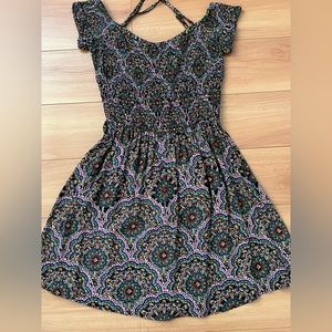 Cynthia Rowley Smocked Bodice Mandala Print Multicolor Dress, Off Shoulder, Sz 4